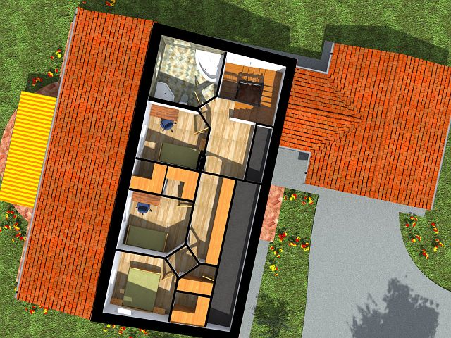 TETTR alaprajz - 60 m2 - A flnyeregtetnek ksznheten a tettri szobk is rendes ablakkal nznek a kertre